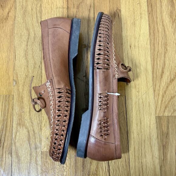 Stuart Frazier Mens Leather Loafers 9D Brown Moc Toe Hand Laced Classic Preppy main image 8